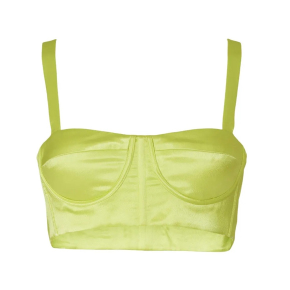 Bronx and Banco Women's Capri Satin Bralette Top XS Lime Green - Picture 14 of 15